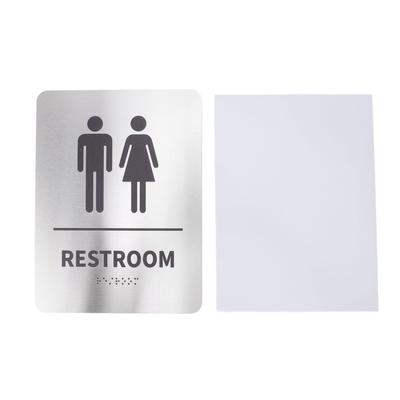 Braille Handicap Bathroom Sign 8 X 6in Self Adhesive Brushed Stainless Steel Unisex Restroom Sign
