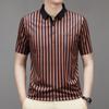 Summer New Men's Cool Striped Polo Shirt Young and Middle-Aged Fashion Casual Short-Sleeved T-shirt Bottoming Shirt Men