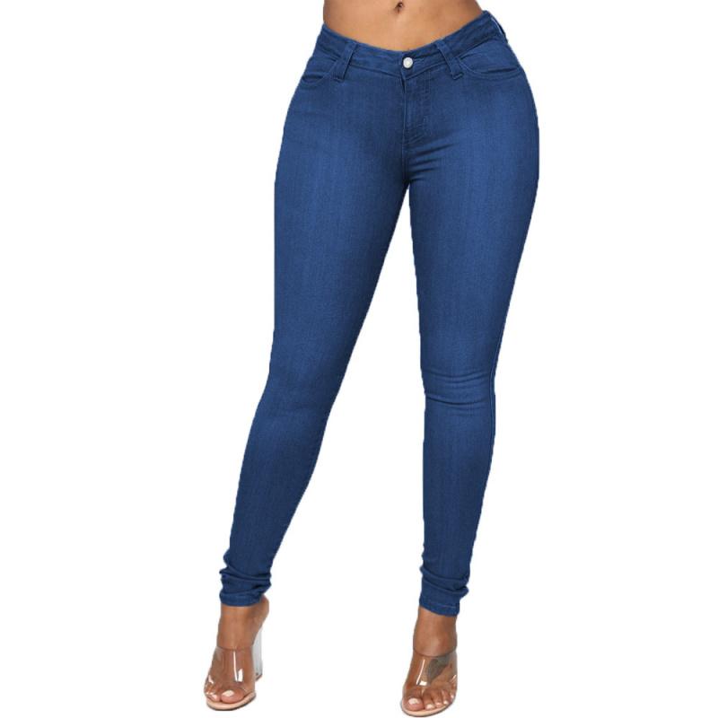2026 New Fashion Slim Fit Women's Jeans, Solid Color Casual Pencil Pants
