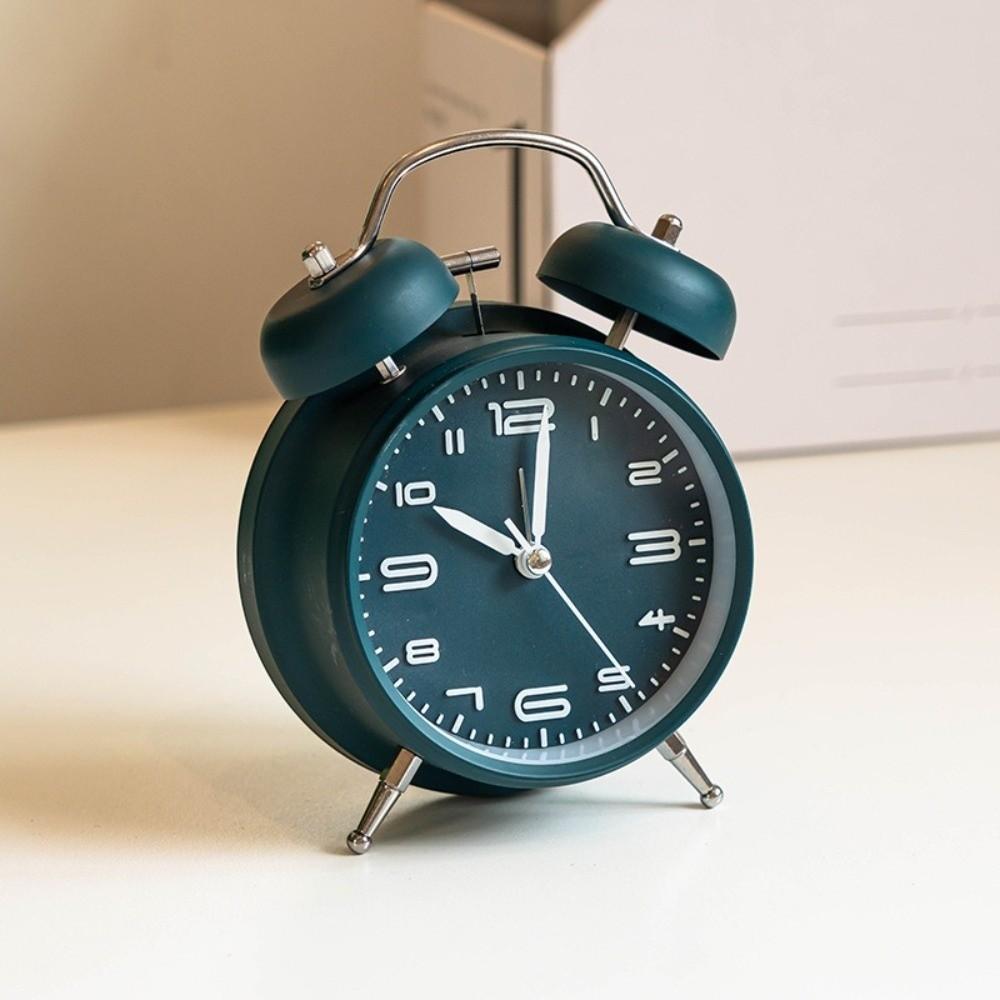 4 Inch Twin Bell Loud Alarm Clock Luminous Table Clock Retro Student Alarm Clock  Students