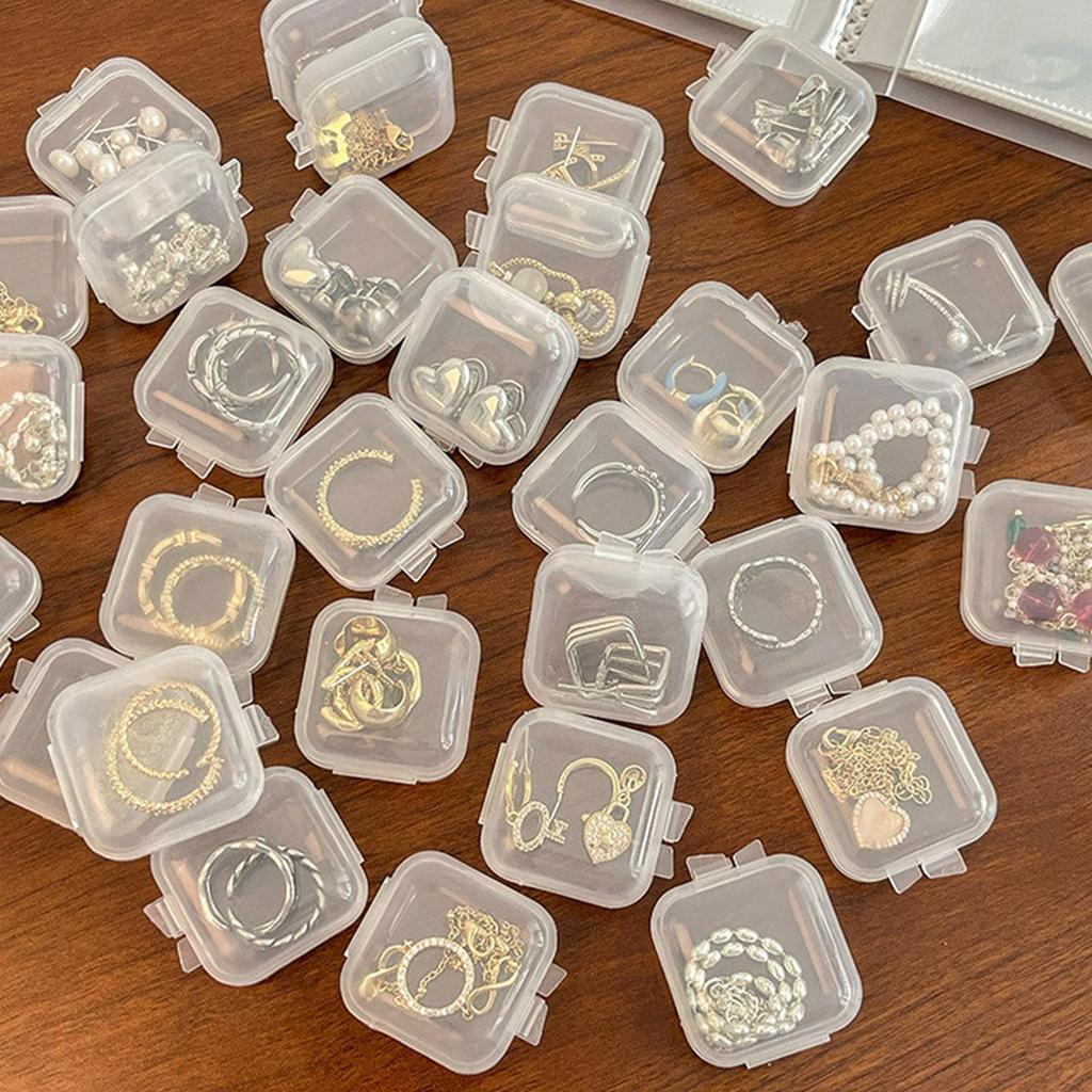 15Pcs Mini Transparent Square Storage Box 3.5x2cm Portable Clear Cube Container Small Plastic Case Multipurpose Organizer boxs