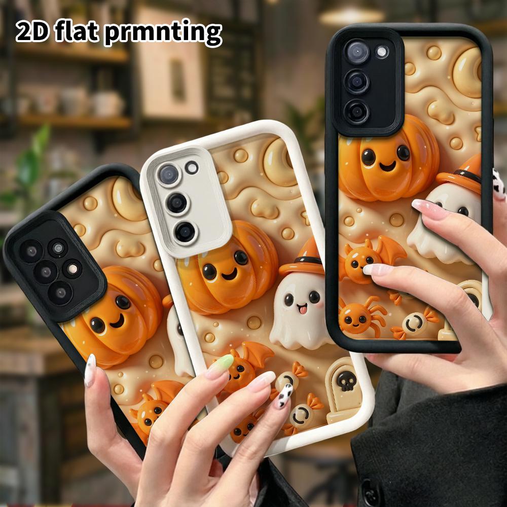 Phone Case: 2D Flat, Suitable for Samsung Galaxy A34 A35 M05 M06 S20 S22 S21 FE Plus 5G Protective Case, Pumpkin Ghost Set, Perfect Christmas and Hall