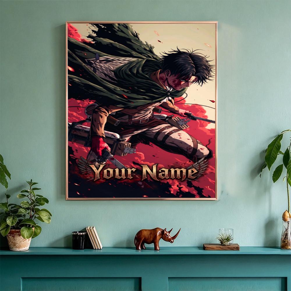 Attack Titan Personalized Name Diamond Paintings Mosaic Wall Round Diamond Art Painting Kits Embroidery Crystal Accessories Frameless