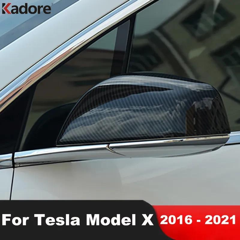 For Tesla Model X 2016 2017 2018    Carbon Fiber Car Rearview Mirror Cover Trim Side Wing Mirrors Cap Accessories
