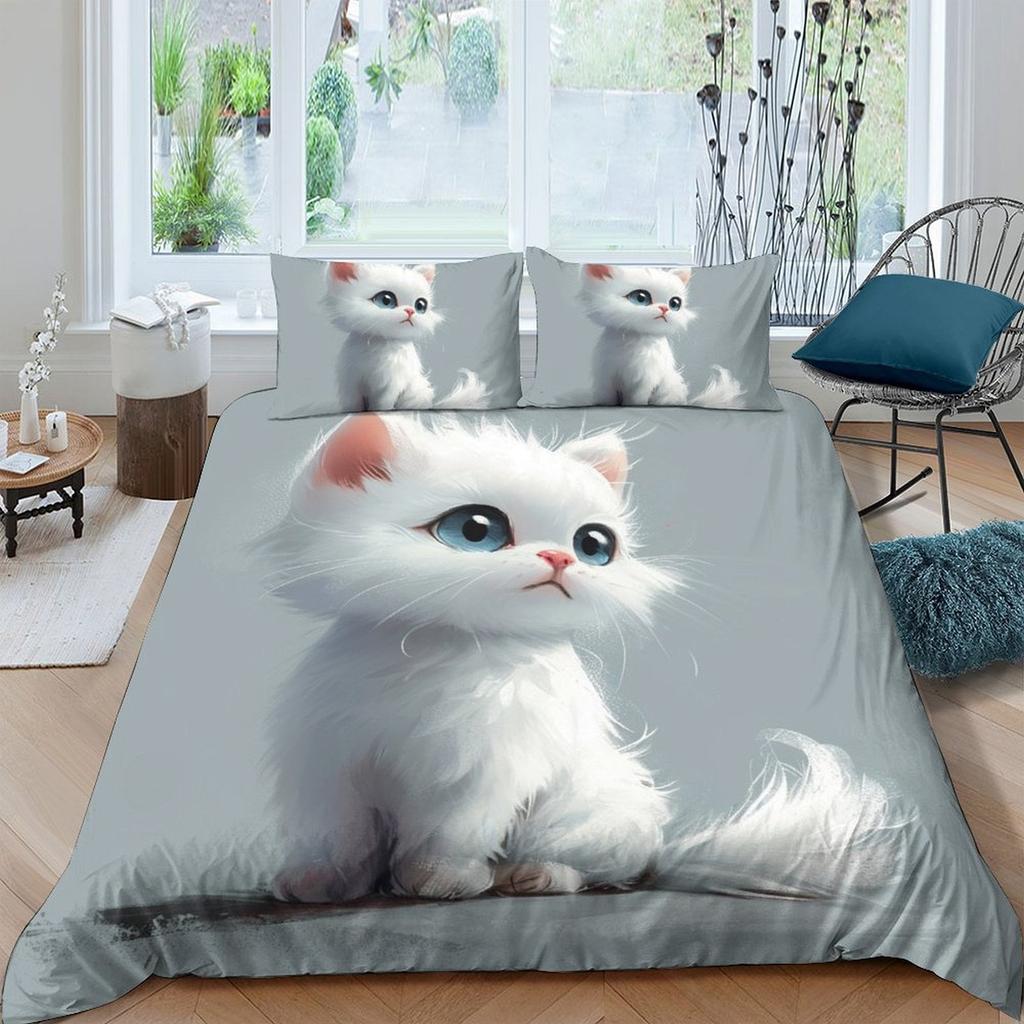 Cat Comforter Covers Printed Quilt Cover Duvet Cover Bedding Set For Children'S And Adults Warm Soft Breathable And Comfortable