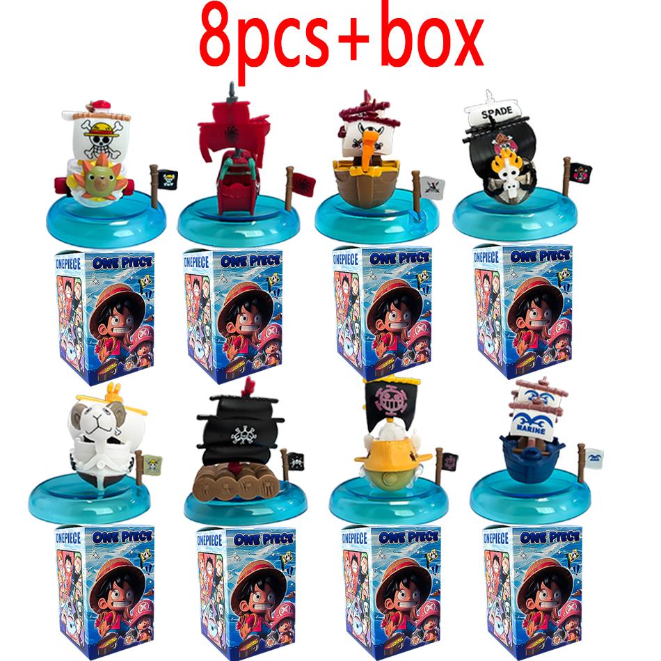 8 pièces One Piece anime Bateau Pirate Tendance Boîte Aveugle Boîte Mystère Ornements Kawaii Figurines Décoration d'Intérieur Bureau