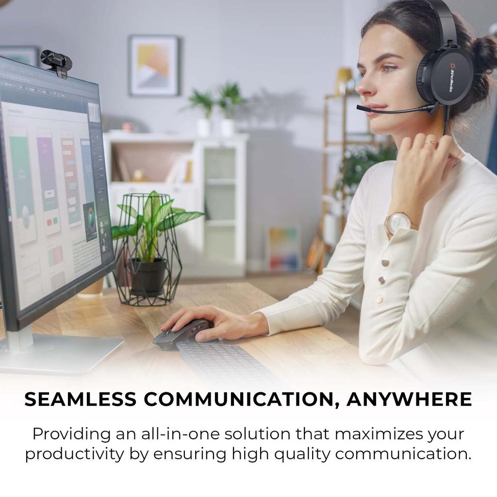 Zestaw słuchawkowy AVerMedia Video Conference KIT 317 USB z kamerą internetową Full HD do wideokonferencji Gwarancja japońskiego producenta BO317 CM1241 + (język angielski