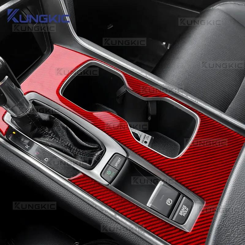 Real Soft Carbon Fiber For Honda Accord 10th Gen 2018     LHD Car Gear Shift Panel Sticker Interior Accessories