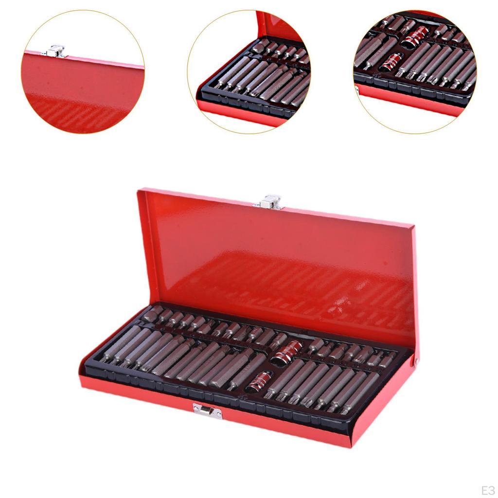 40 Pieces Hex Socket Bit Tool Set with Case for Automotive Heavy Duty 1/2inch 3/8inch Drive Alloy