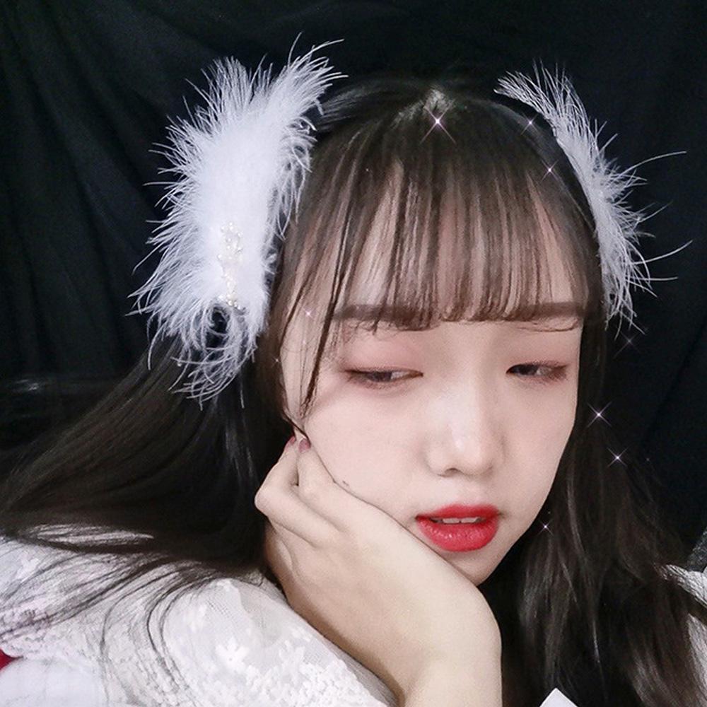 New Barrette Girls Pearl Cute Big Headwear Hair Clips Hairpins Feather