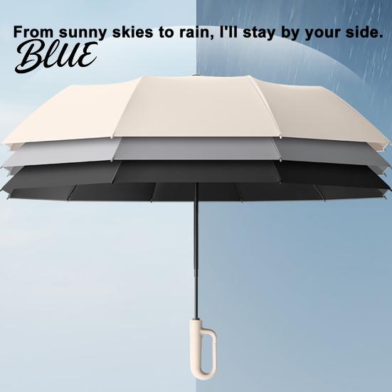 Automatic Open Close Compact Umbrella Creative Ring Buckle Windproof 10-Rib Umbrella UV Protection Sun for Summer Folding UPF 50+ Reinforced