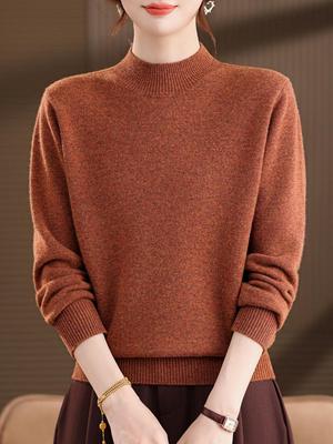 2025 Women's Plus Size Pure Wool Sweater: Mid-to-Old Age Style, Thickened, Loose Fit Cashmere Base Layer