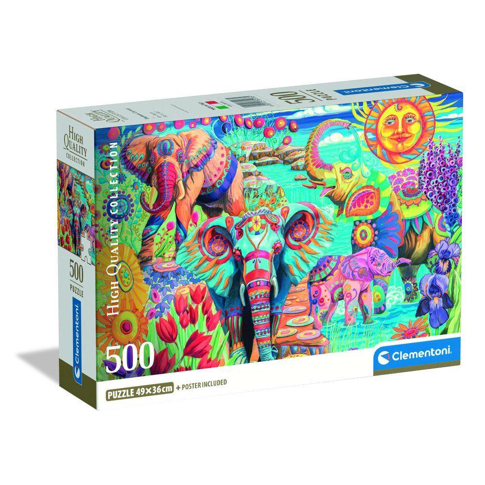500-piece Puzzle. Compact Elephants' Carnival