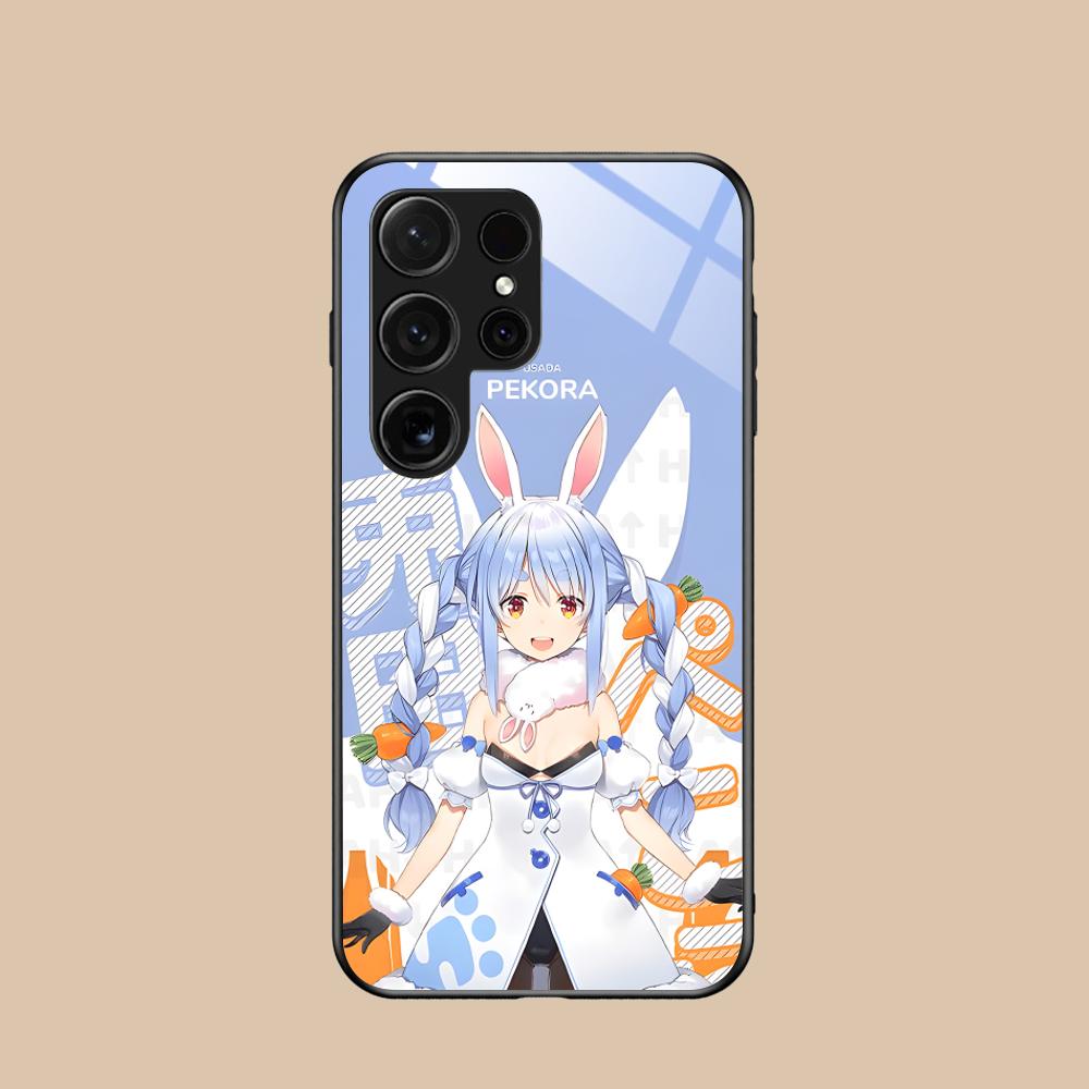 Holo Usada Pekora Glass Mobile Phone Case for Samsung Galaxy A56 55 54 53 52 51 36 35 34 23 16 15 5G Colorful Cover