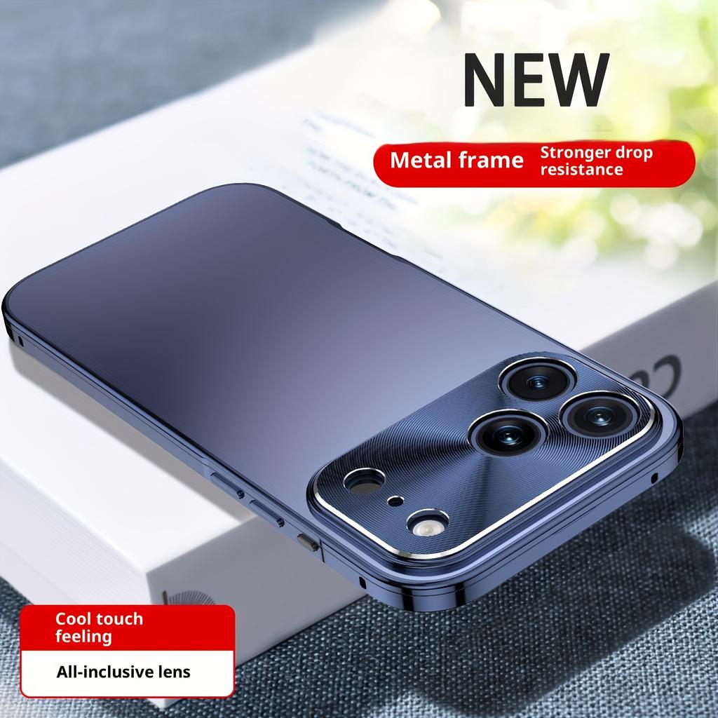 For Iphone 17 Pro Max Phone Case Aviation Aluminum Alloy Frame Threaded Lens Matte Backplate Ultra-thin Anti Drop Back Cover