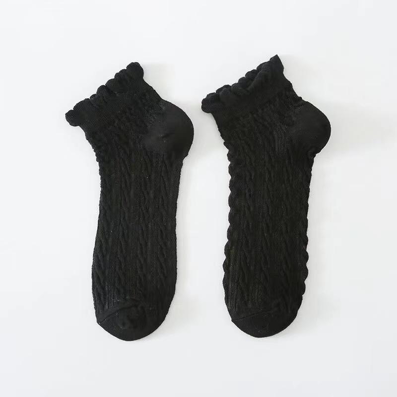 Femme Est Été Mince Dégradé Uni Coton Simple Doux Mignon Chaussettes Confortable Bord Oreille de Bois Vêtement Mode Lolita