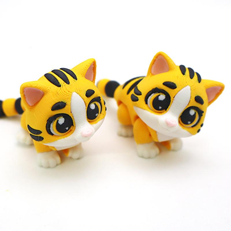 New 3D Printing Animal Tiger Figure Crafts Ornaments Multi-Joint Movable For Room Decor Kids Gift Home Accessories Children Toys