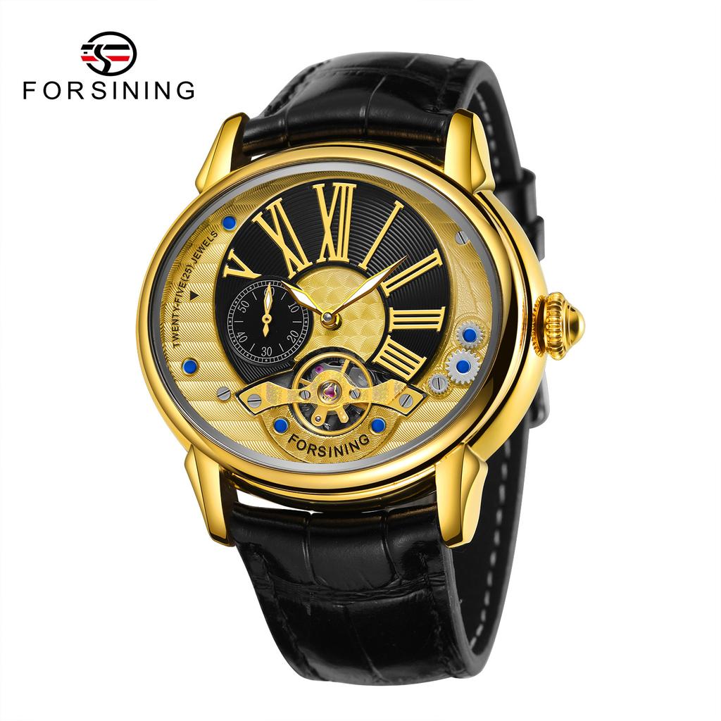 Forsining New Top Men's Watch Fashion Hollow Creative Dial Flywheel Automatic Mechanical Watch