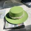 White Pearl Flat Top Woolen Top Hat Female Autumn and Winter British Retro Socialite Elegant French Wide Brim