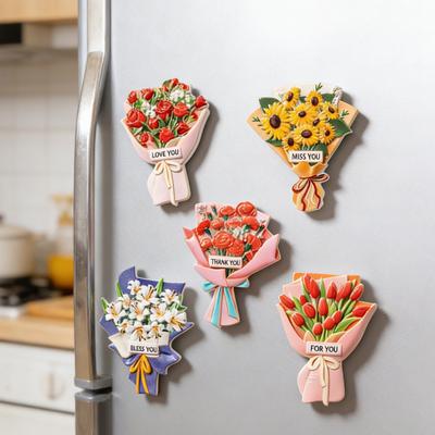 Simulierter Blumenstrauß Kühlschrankmagnet Harzblume Kühlschrankmagnet Haus Büro Küchenschrank Spind Whiteboard Dekoration