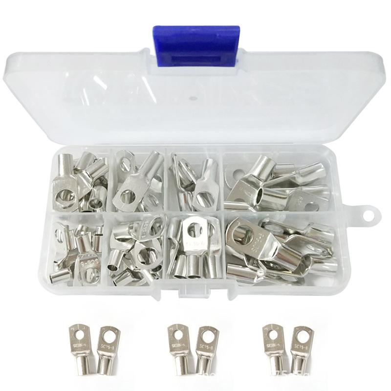 60Pcs/Box Copper Tin-plated Open Barrel Terminals SC Series Bare Crimp Wire Connectors