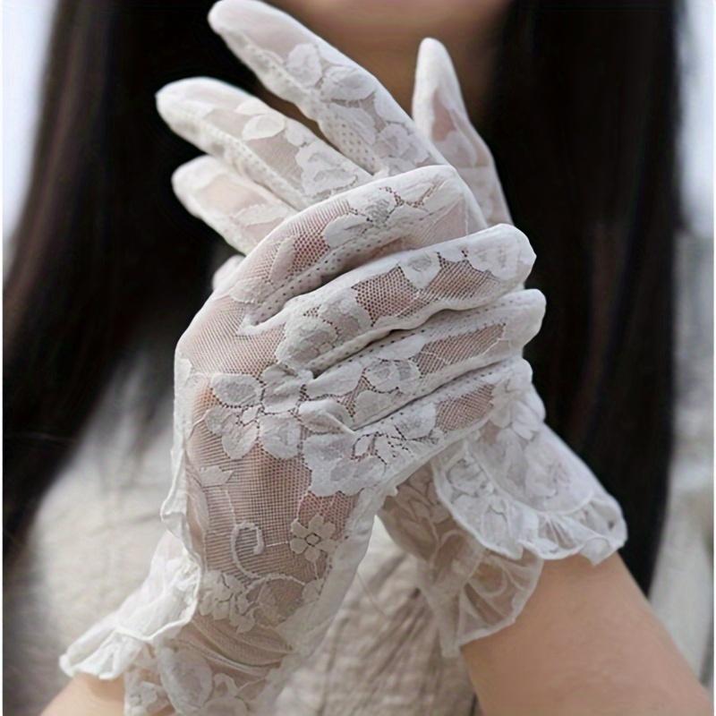Elegante Spitzenhandschuhe - Dünne Spitzen-Sonnenschutz-Touchscreen-Atmungsaktive Kurze Fahrhandschuhe für Damen