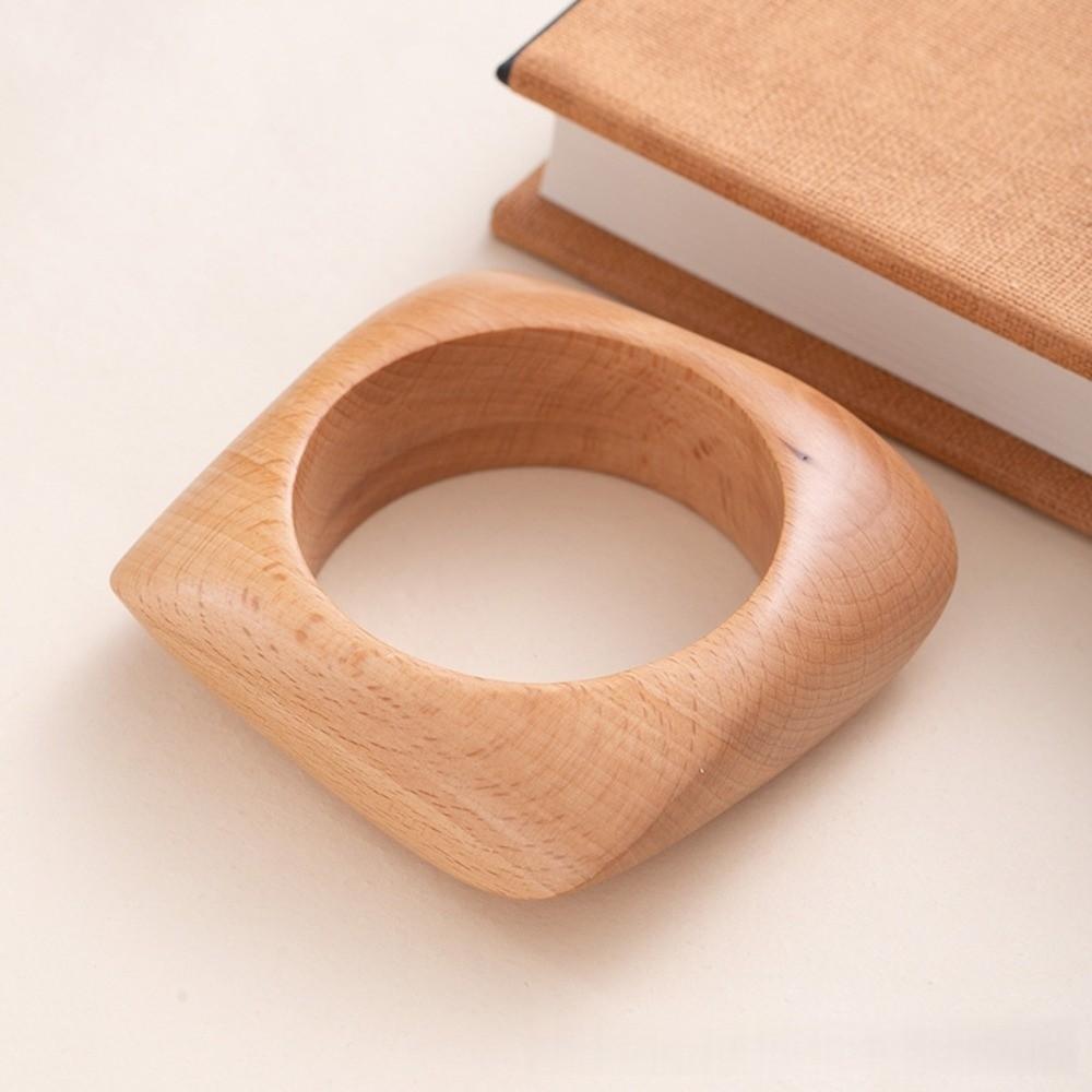 Square Wood Grain Bangle Geometric Burlywood Hand Ring Simple Wooden Bracelet  Daily