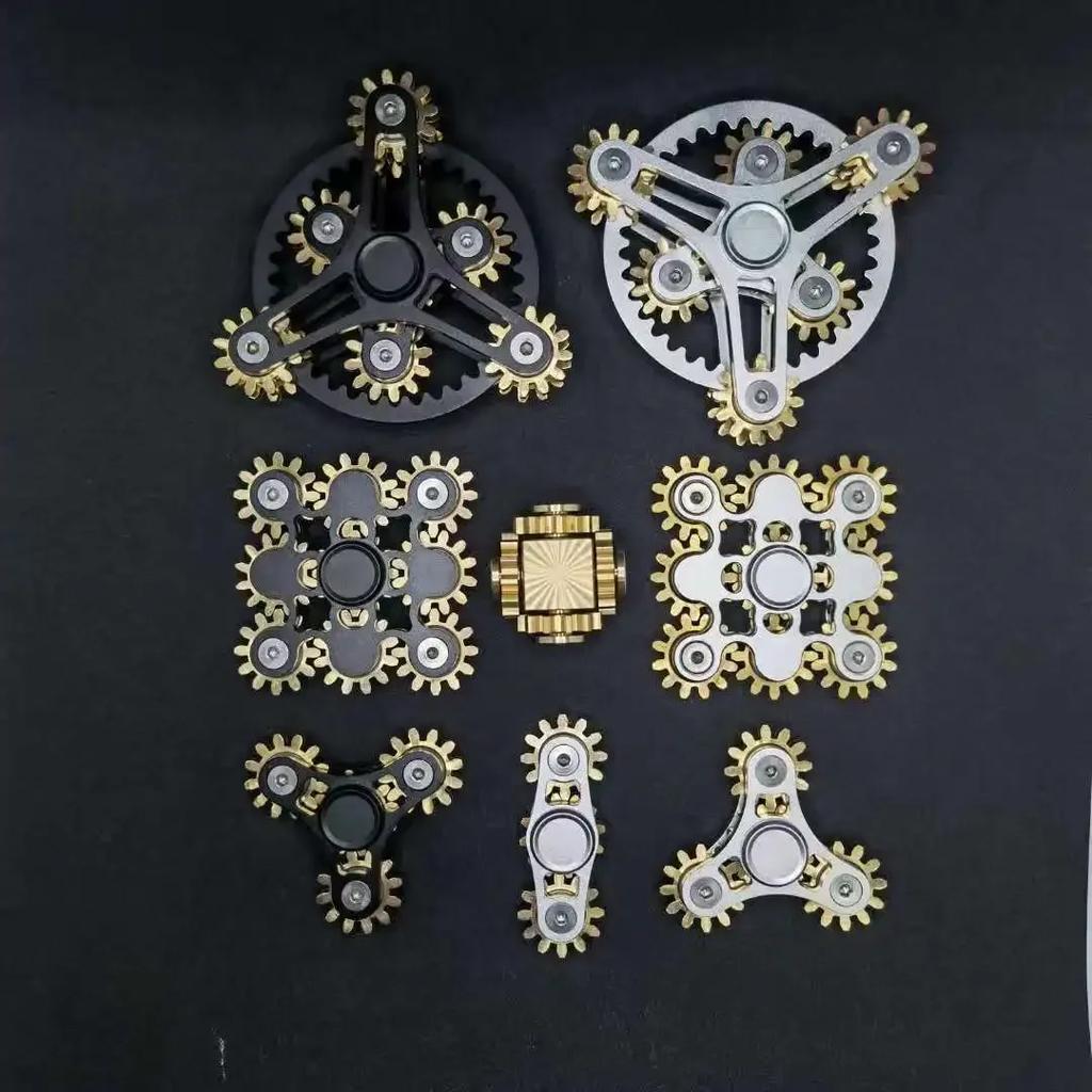 New Premium Mechanical Gear Linkage Metal Fidget Spinner Copper EDC Anti Stress Sensory Finger Gyro Toys for Adults Gifts