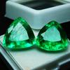 Natural Green Emerald Loose Gemstone 16.56 Ct   Trillion Shape Pair