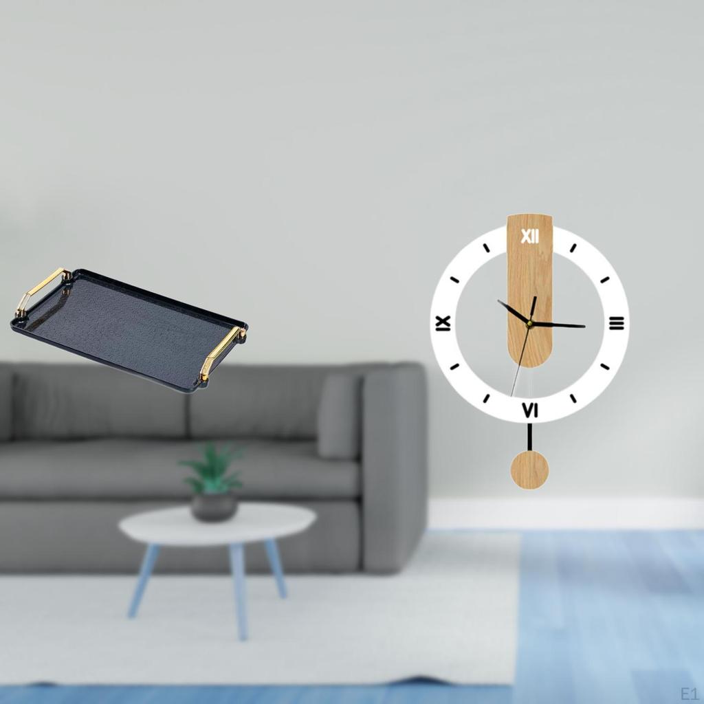 Elegant Rectangular Organizer Tray with Large Roman Numeral Clock for Stylish Home Hotel Bar