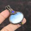 Pingente de opala azul Owyhee, pingente de fio de cobre enrolado, pingente de pedra preciosa feito à mão, presente para mãe, pingente de lápis-lazúli, joias de fio de cobre enrolado