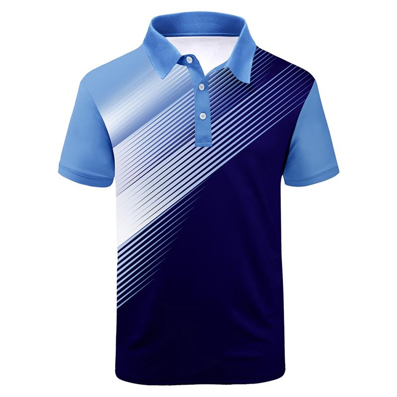 Мужская повседневная рубашка с воротником рубашка для гольфа с принтом в полоску S