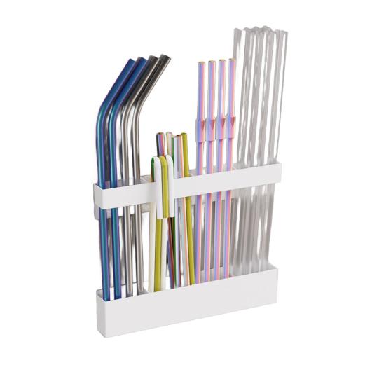 Magnetic Straw Holder Reusable Tumbler Straws Storage Dispenser Large Capacity Easy to Install Space-Saving Straw Organizer