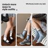 Boneless Female Spring and Autumn Socks, Black Ear-rimmed Heart-shaped Button Shell Mid-calf Socks, Sweet
