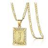 Initial Necklace Square Letter Pendant Necklace Capital Monogram Necklace Alhpabets From A-Z Figaro Chain Necklace