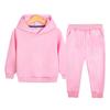Kids' European & American Solid Color Fleece Hoodie Set for Medium & Large Boys & Girls Winter Collection