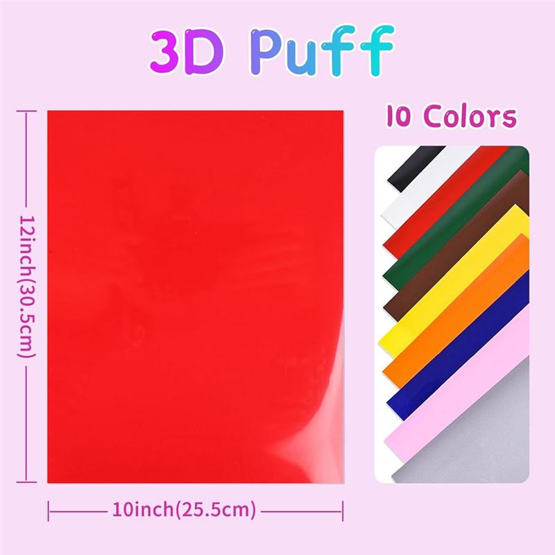 M-Modern-Vinyl Puff Vinyl 3D Puffy Heat Transfer Vinyl For T-Shirts, Easy To Cut & Weed & Transfer 10PCS