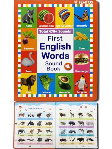 Femtos English Vocabulary Sound Book: A sound-producing picture book for learning basic English vocabulary through sound. Montessori-style talking boo