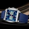 POEDAGAR Luxury Man Watch Electronic Square LED Alarm Chronograph Men's Watches Week Date Dual Time Display Men Quartz Clock