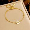 Pearl Flower Jewelry Set For Women Gold Plated Stainless Steel Necklace Bracelet Earrings