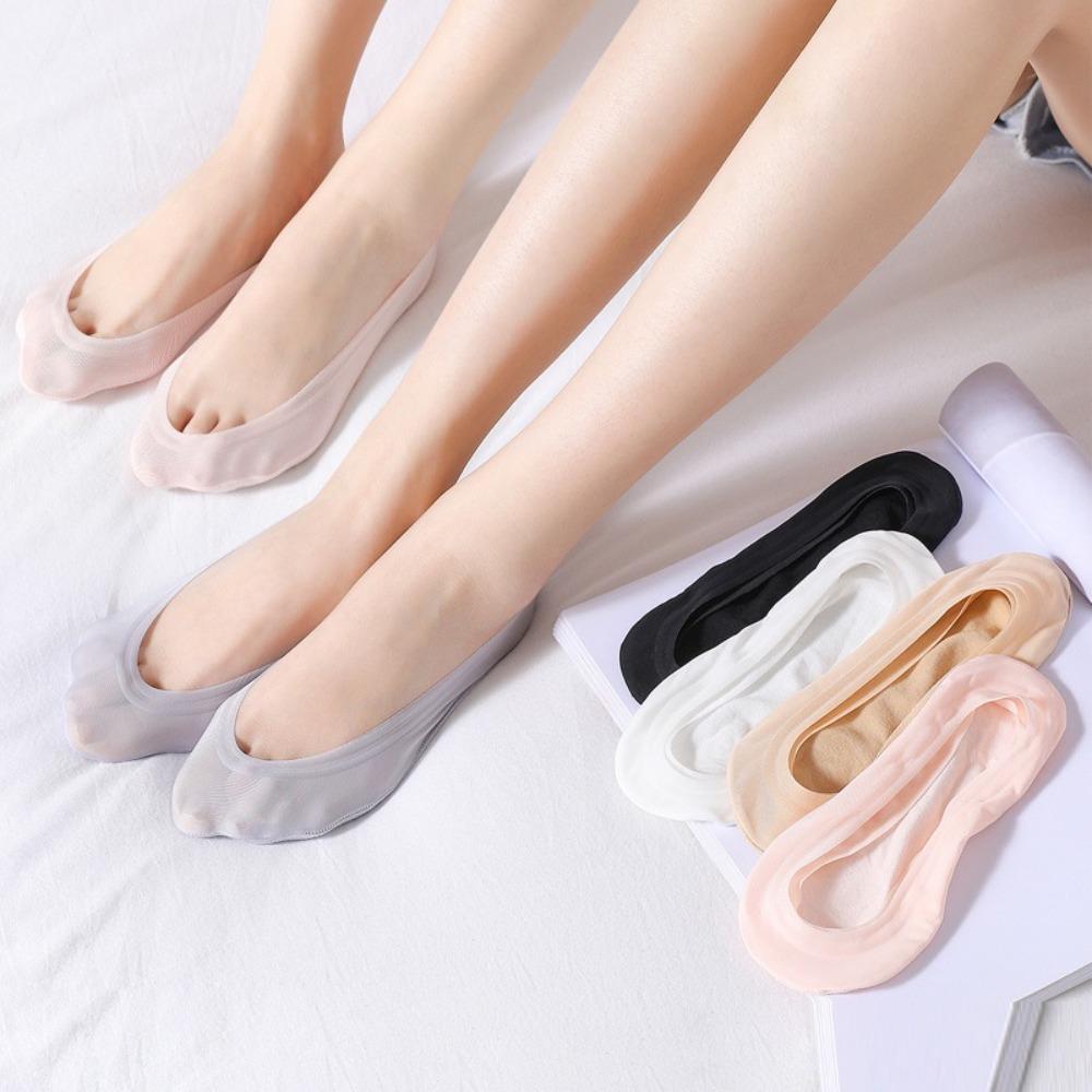 Ultra-thin Ice Silk Boat Socks Cotton Non-slip Sock New Invisible Socks