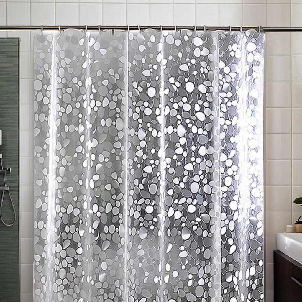 Transparent Waterproof Shower Curtain Bathroom Translucent Partition Curtain Easy Clean Wipe Mildew Proof Curtains with Hooks