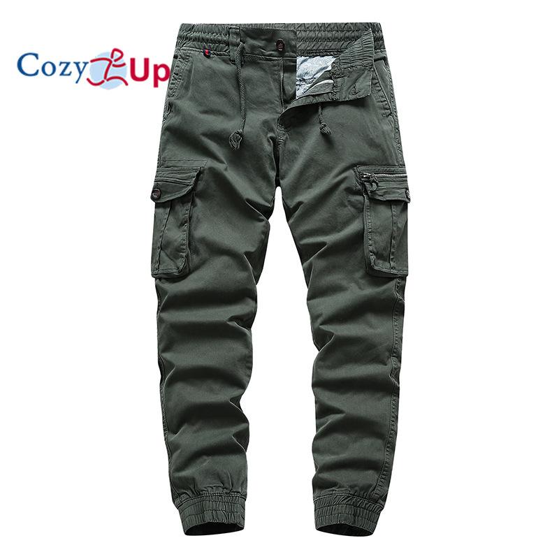 Cozy Up Cotton Workwear Pants, Loose Fitting Men's Elastic Waist Casual Pants