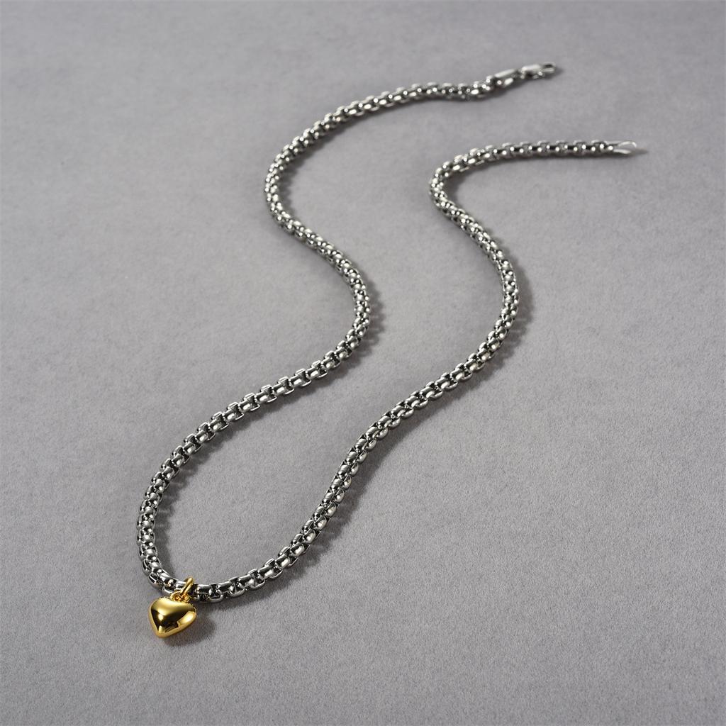 Love Pendant Necklace Women'S Light Luxury Niche Plain Chain Bare Chain Copper Plated 18K Real Gold Fashion High Sense Neck Chain