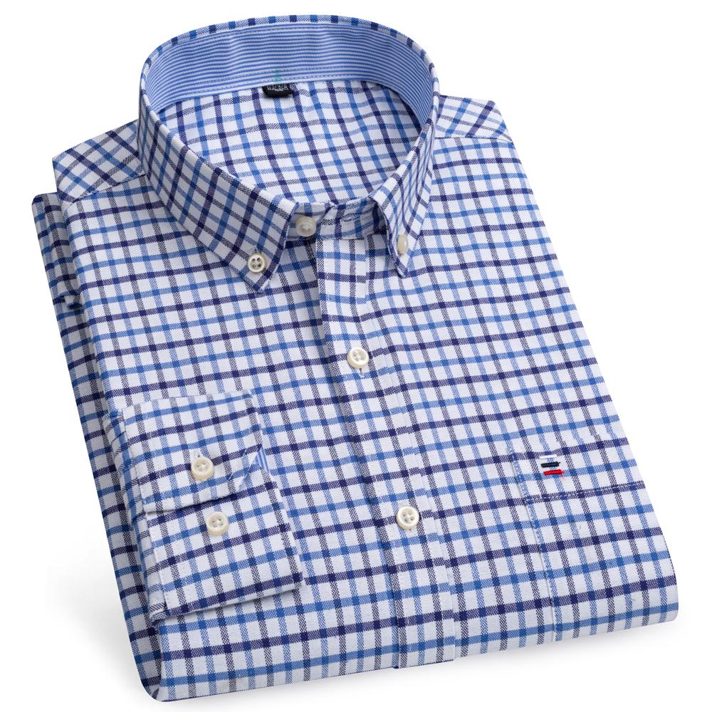 Klasyczne koszule z długim rękawem w kratę - Regularny krój, Zapinane na guziki, Wygodna 100% bawełna, Idealne na co dzień, Zaprojektowane dla mężczyzn