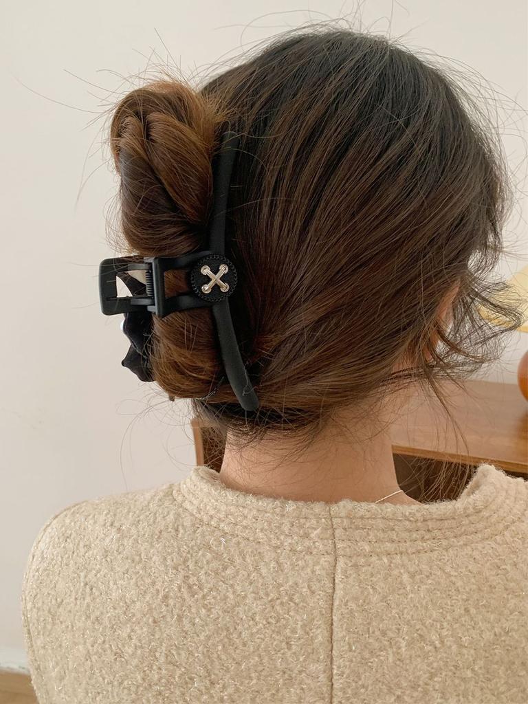 1pc Elegant Camellia Bow Imitation Pearl Hair Clip,  High-end, Temperament Chic Style Hair Grip, Korean Style Fabric Hair Claw