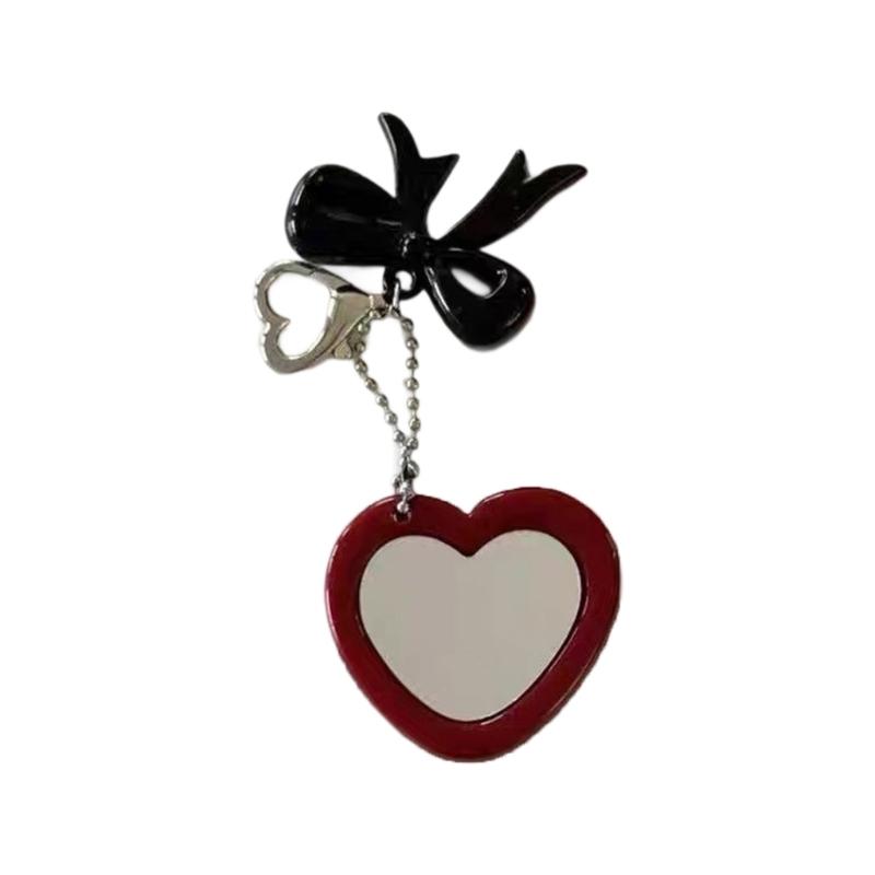 Elegant Bowknot Shaped Keychain Mirror Pendant Charm Plastic Alloy Decorative Hanging Accessory For Home Gift