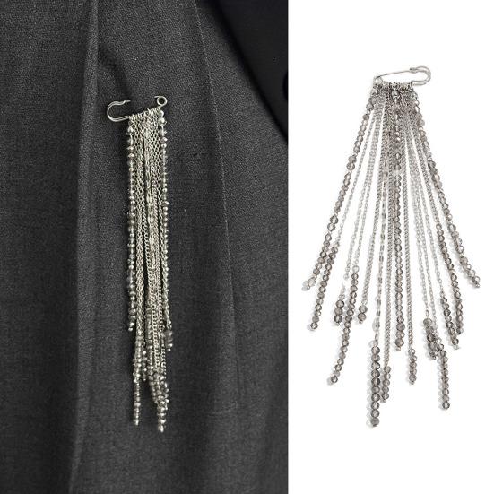 Beaded Tassel Pin Brooch Boho Chain Tassel Brooch Retro Dangle Brooch