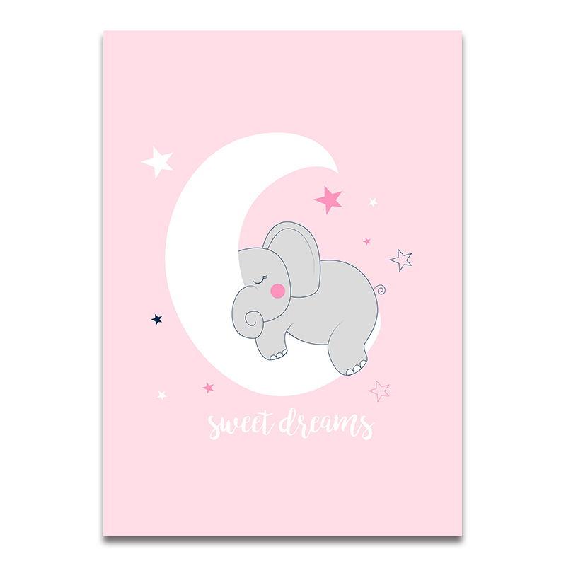 

Детская Настенная Холст Картина Милый Розовый Слон Животное Плакат Принт Скандинавские Дети Декоративная Картина Детский Декор Спальни 21x30cm No Frame