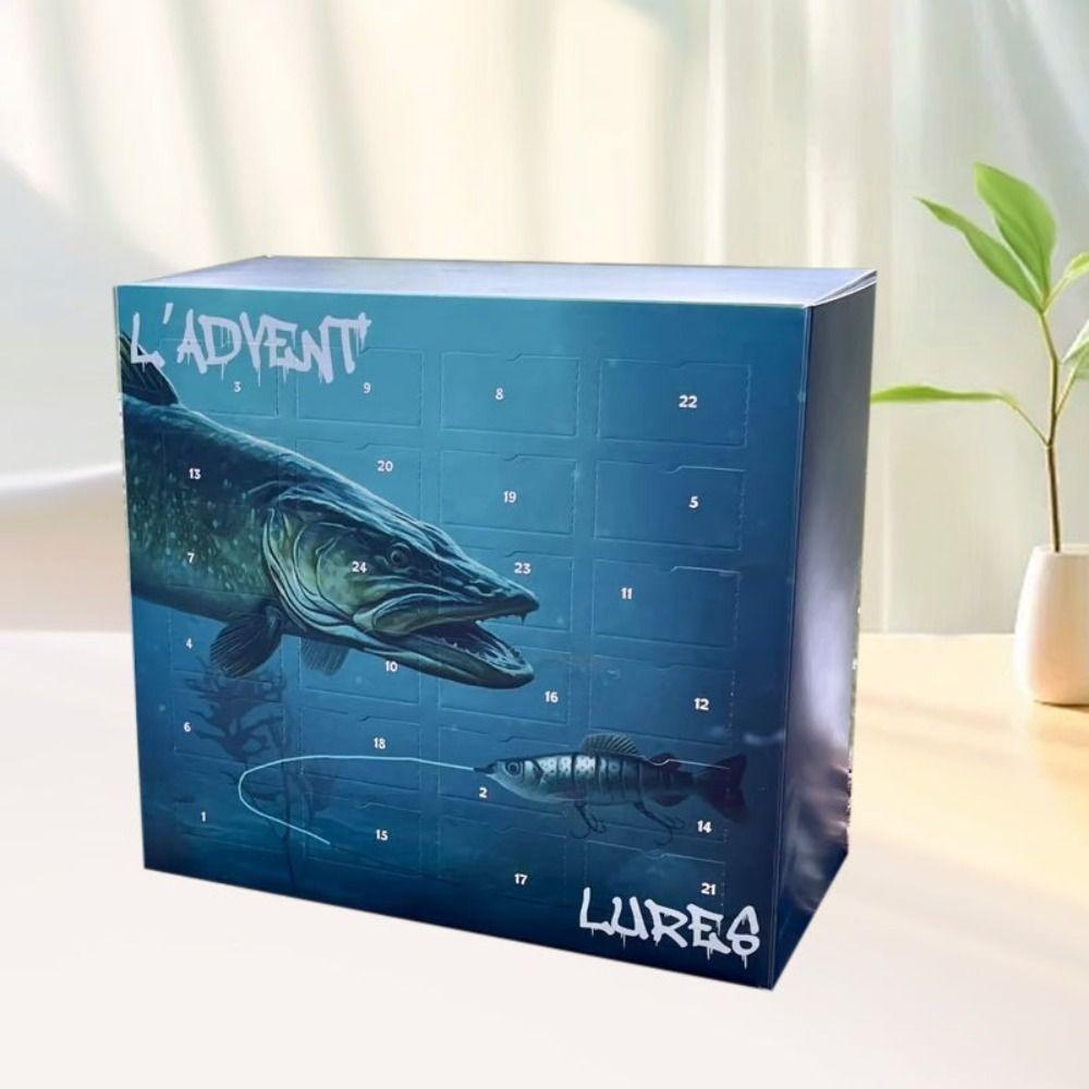 24 Days Countdown Fishing Lure Calendar Realistic Christmas Fishing Calendar  Men